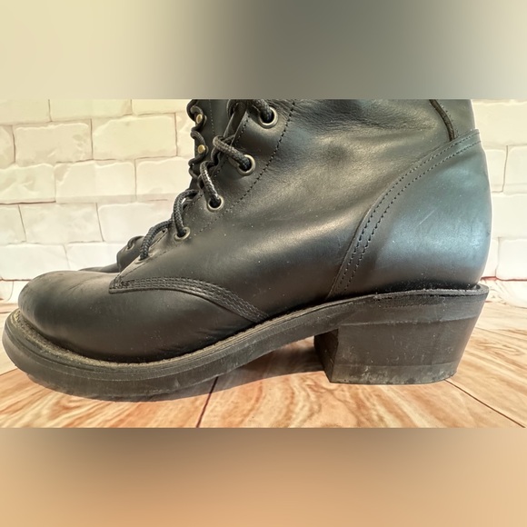Boulet Black Leather Lace Up Work Boots Women Size 9 -Military/Grunge Style - Picture 4 of 8